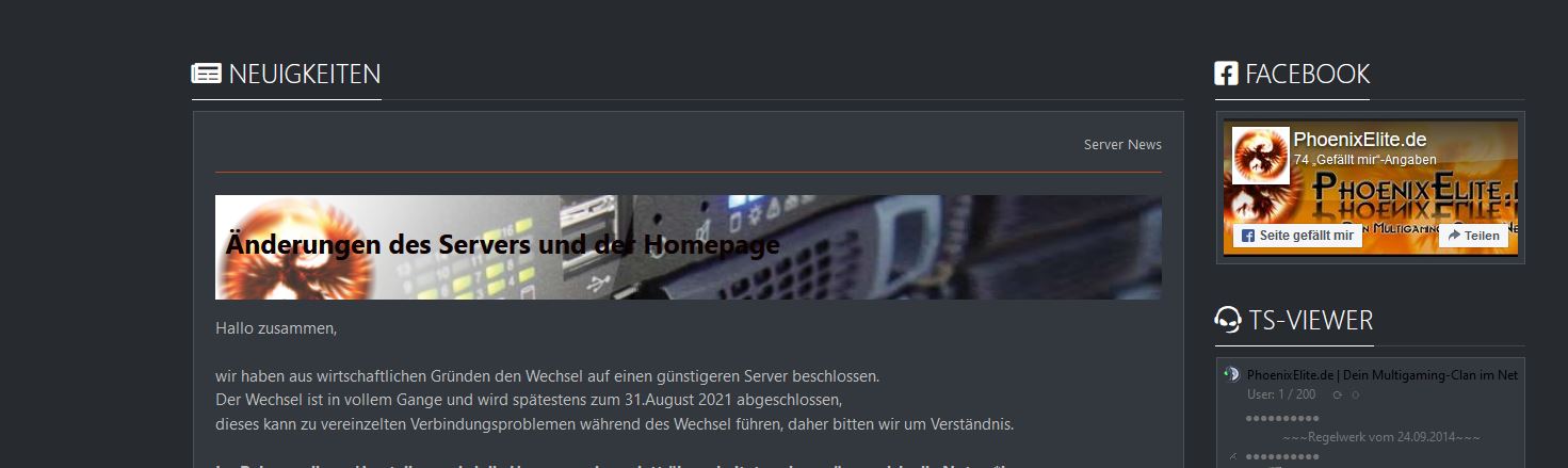 Neue Homepage, neuer Server, neuer TS